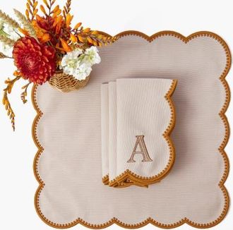 Mrs. Alice Taupe & Mustard Bettina Napkins in Neutral at Nordstrom