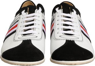 Dolce & Gabbana Womens Black White Leather Suede Low Top Sneakers Shoes