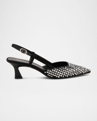 Stuart Weitzman 50mm Vinnie Satin Radiant Embellished Slingback Pumps