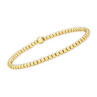 RS Pure by Ross-Simons Italian 3mm 18kt Gold Over Sterling Bead Stretch Bracelet