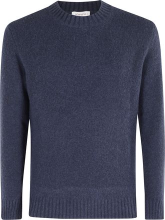 KANGRA Blue Crewneck Cashmere-Blend Knit Sweater