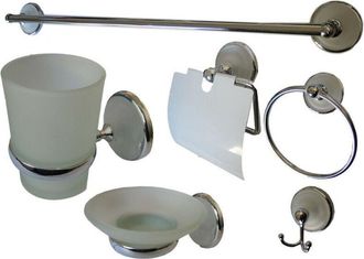Trade Shop Trade Shop - Set Accessori Bagno Cromati 6 Pz Arredo Design Bagno Kit Porta Rotolo Set Bagno