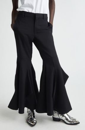 Comme Des Gar&ccedil;ons Paneled Wool Gabardine Flare Leg Pants in Black at Nordstrom, Size X-Small