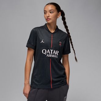 Nike Womens Paris Saint-Germain 2025/26 Stadium Fourth Jordan Dri-FIT Soccer Replica Jersey in Black | HQ4215-045