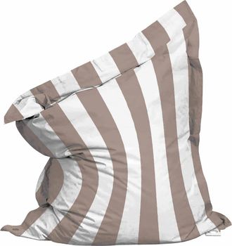 Oviala Puf XXL impermeable a rayas con 180 x 145 cm, color topo y blanco