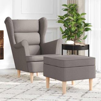 vidaXL Vidaxl - Sill&oacute;n Con Taburete Reposapi&eacute;s De Tela Gris Taupe