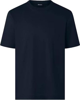 Ermenegildo Zegna T-shirt met ronde hals en korte mouwen - Heren - T-shirts - Blauw - 4XL - Katoen - Tops