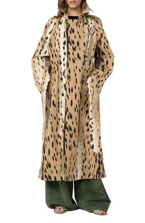Diane Von F&uuml;rstenberg Kamirah Animal Print Trench Coat in Leopard Fawn Neutral Big at Nordstrom, Size Xx-Small