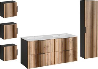 Petits Meubles Set de muebles con lavabo encastrado estratificado marrón negro