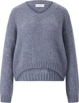 Roberto Collina V-hals Alpaca Trui - Dames - V-hals truien - Blauw - L - Wol - Truien & Vesten