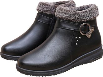Generic Winter Shoes Womens Lined Warm Leather Ankle Boots Non-Slip Winter Boots Lightweight Snow Boots Outdoor Winter Boots with Fur Autumn Ankle Boots, 2 Bl