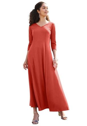 Jessica London Double-V Maxi Dress in Burnt Red at Nordstrom, Size 28