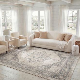 Safavieh Alfombra transicional de polipropileno beige/gris, 183 x 274 cm