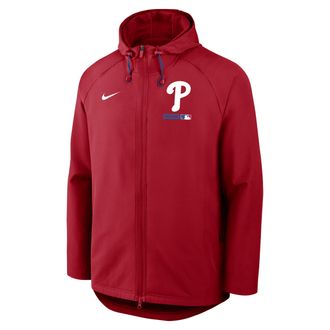 Nike Philadelphia Phillies Authentic Collection Nike Mens Therma-FIT MLB Full-Zip Hooded Jacket in Red | 04HC161NPP-FHP