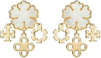 Tory Burch Clover Cluster Chandelier Earrings in Tory Gold /Mother Of Pearl at Nordstrom