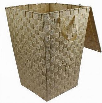 Trade Shop Trade Shop - Cesto Cestino Portatutto Portaoggetti Bagno Casa Coperchio 35 X 52cm 79105 Beige