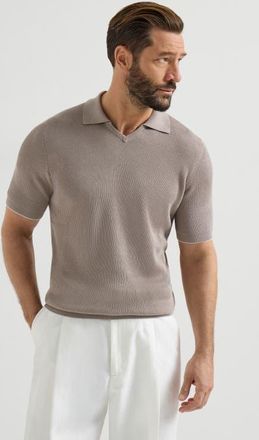 Brunello Cucinelli Cotton English rib knit polo in Light Brown at Nordstrom, Size 52 It