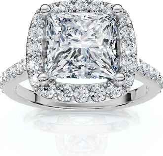 Pompeii3 Certified 2 3/4Ct Princess Cut Diamond Engagement Wedding Ring Set 14k Lab Grown