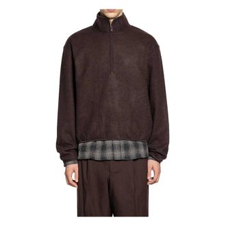 Sunflower Zip-throughs, male, Brown, M, Wool Half Zip