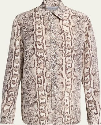Balenciaga Python-Print Silk Crepe Button-Down Shirt