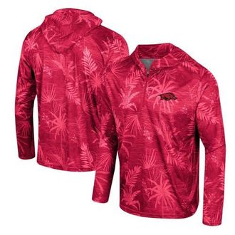 Colosseum Mens Colosseum Cardinal Arkansas Razorbacks Palms Printed Lightweight Quarter-Zip Hooded Top at Nordstrom, Size Medium