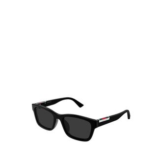 Gucci Rechthoekige Zonnebril - Heren - Zonnebrillen - Zwart - 55 MM - Nylon - Accessoires
