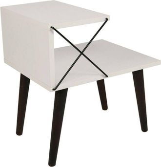 Dmora Dmora - Mesa De Noche Dfranzin, C&oacute;moda Baja, Mesilla De Noche, Estante De La Cama, 50x40h55 Cm, Blanco