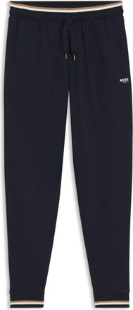 BOSS Cotton-terry tracksuit bottoms with signature stripes and logo