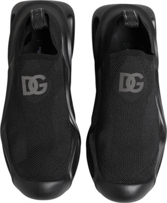 Dolce & Gabbana Mens Black Slip On Wave Low Top Sneakers Shoes Polyester Viscose