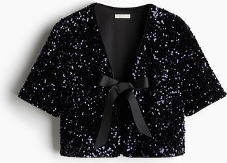 H&M Bluse mit Pailletten - Blue