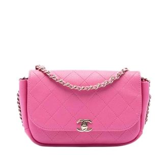 Chanel Pre-owned Vintage Flap Crossbody - Dames - Pre-owned - Roze - Maat: ONE Size Leer