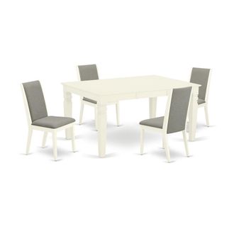 East West Furniture Dining Room Set Linen White, WELA5-WHI-06