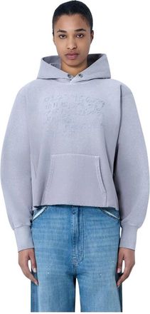 Maison Margiela Hooded Sweatshirt met Geribbelde Details - Dames - Hoodies - Paars - S - Katoen - Hoodies & sweatvesten