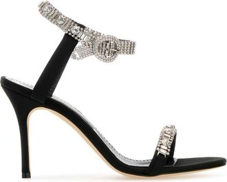 Manolo Blahnik Black Satin Heels