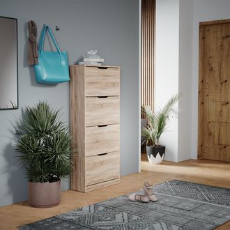 Vicco Mueble Zapatero Luca, Sonoma, 59 X 137 Cm Con 4 Cajones Abatibles