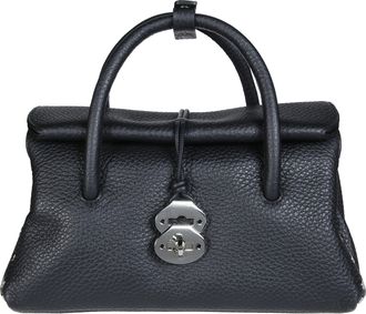 Zanellato Black Dotta Centauro Pebbled Leather Handbag