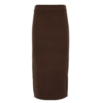 Twinset Rokken, Dames, Bruin, XS, Wol, Geribbelde Gebreide Midi Rok