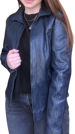 Mauritius Else Rf Leather Jacket In Navy