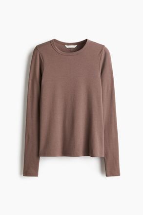 H&M Langarmshirt aus Jersey - Brown