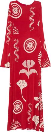 Cala de la Cruz Abito lungo Amay con stampa grafica - Rosso