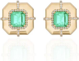 Goshwara Diamond & Semiprecious Stone Stud Earrings in Green at Nordstrom