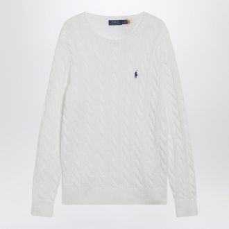 Polo Ralph Lauren White Cable Knit Cotton Sweater