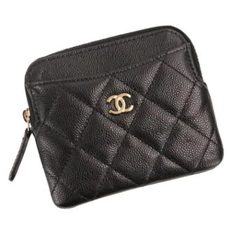Chanel Pre-owned Portemonnee / Muntzakje - Dames - Pre-owned - Zwart - Maat: ONE Size Leer