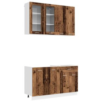 vidaXL Unidad De Cocina Lyon 4 Uds. Madera Envejecida Vidaxl