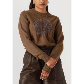 Nukus Intarsia Pullover - Dames - Ronde hals truien - Bruin - XL - Truien & Vesten