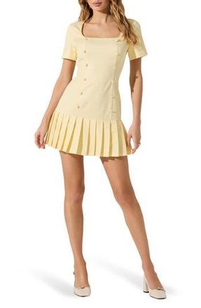ASTR the Label Pleated Minidress in Yellow at Nordstrom Rack, Size X-Small