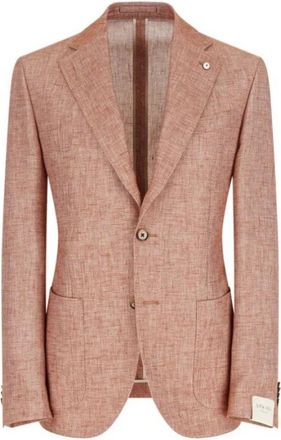 Lubiam Katoen Linnen Blazer Baksteen Rood Regular Fit - Heren - Blazers - Bruin - 2XL - Katoen - Jassen