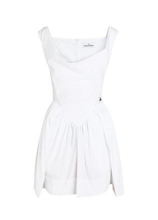 Vivienne Westwood Mini Sunday Draped Cotton-poplin Mini Dress - White - 10 (UK10 / S)