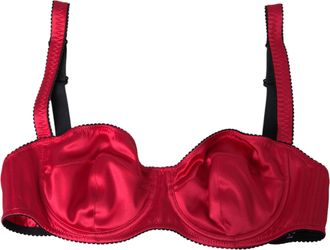 Dolce & Gabbana Womens Bordeaux Silk Stretch Balconcino Bra Underwear Elastane Clothing