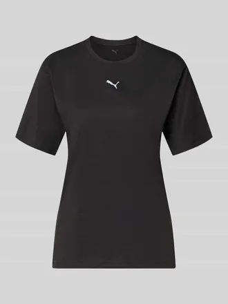 Puma T-Shirt mit Label-Stitching und Rundhalsausschnitt in Black, Gr&ouml;&szlig;e XS